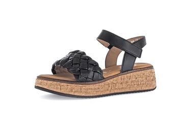 Gabor Damen Keilsandalen, Frauen Sandalen,Leichte Mehrweite (G),Keilsandaletten,Keilabsatz,Wedge-Heel,bequem,flach,schwarz,38 im Sale